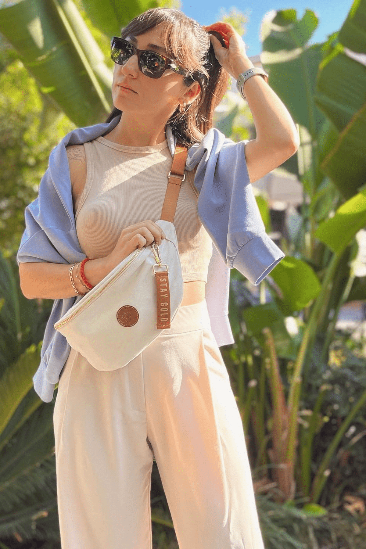 Stay Gold Kanvas Bel Çantası - Bej