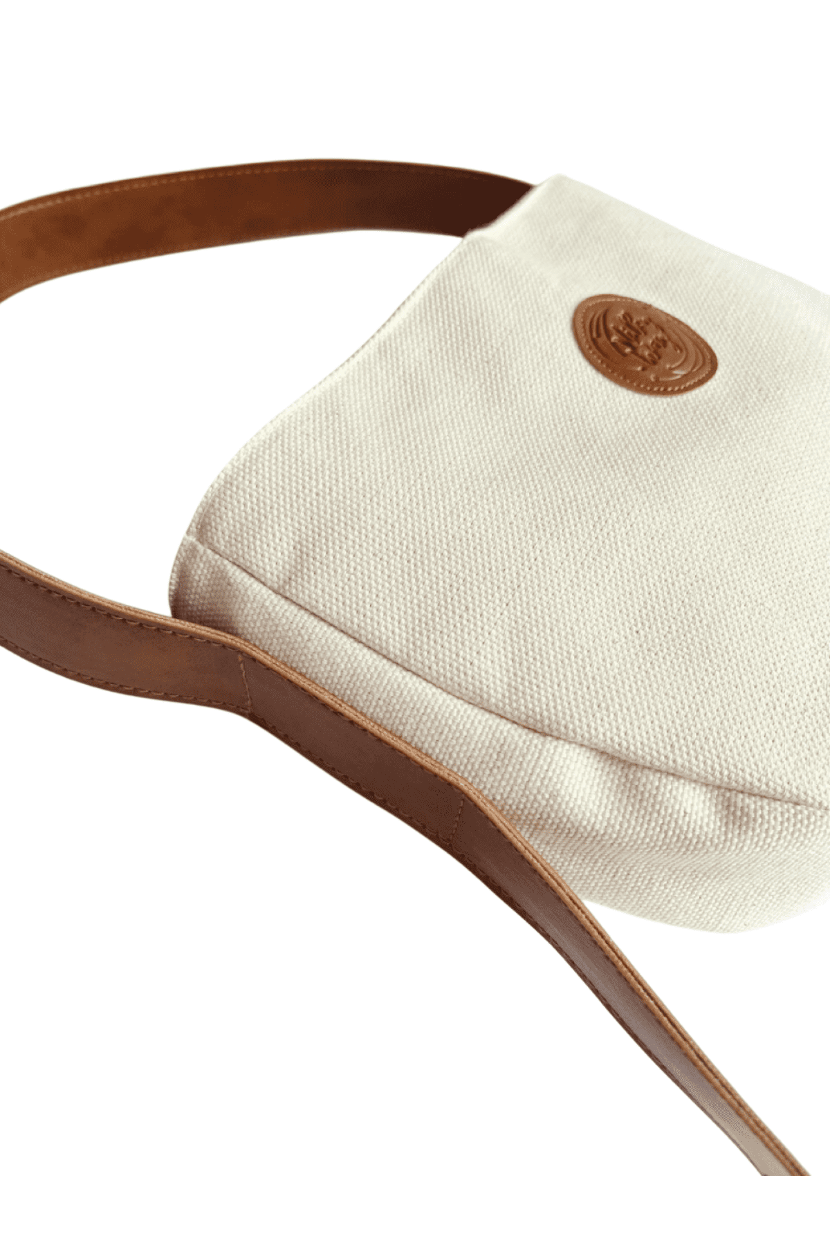 Deri Detaylı Kanvas Omuz Çantası