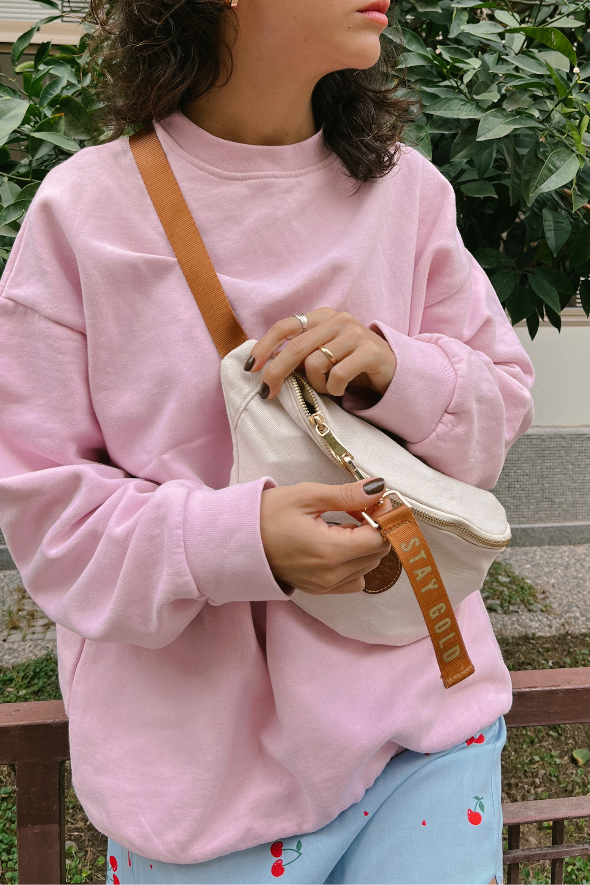 Stay Gold Kanvas Bel Çantası - Bej