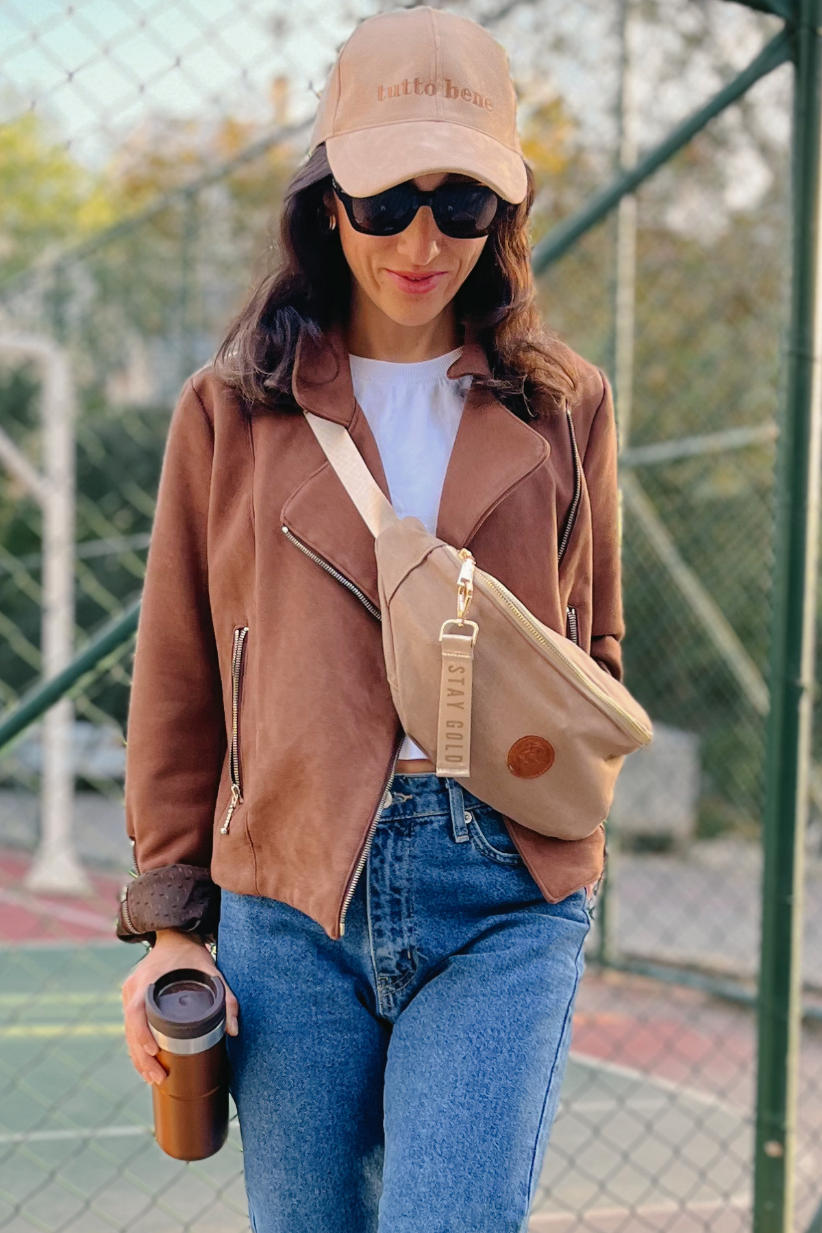 Stay Gold Kanvas Bel Çantası – Kahverengi