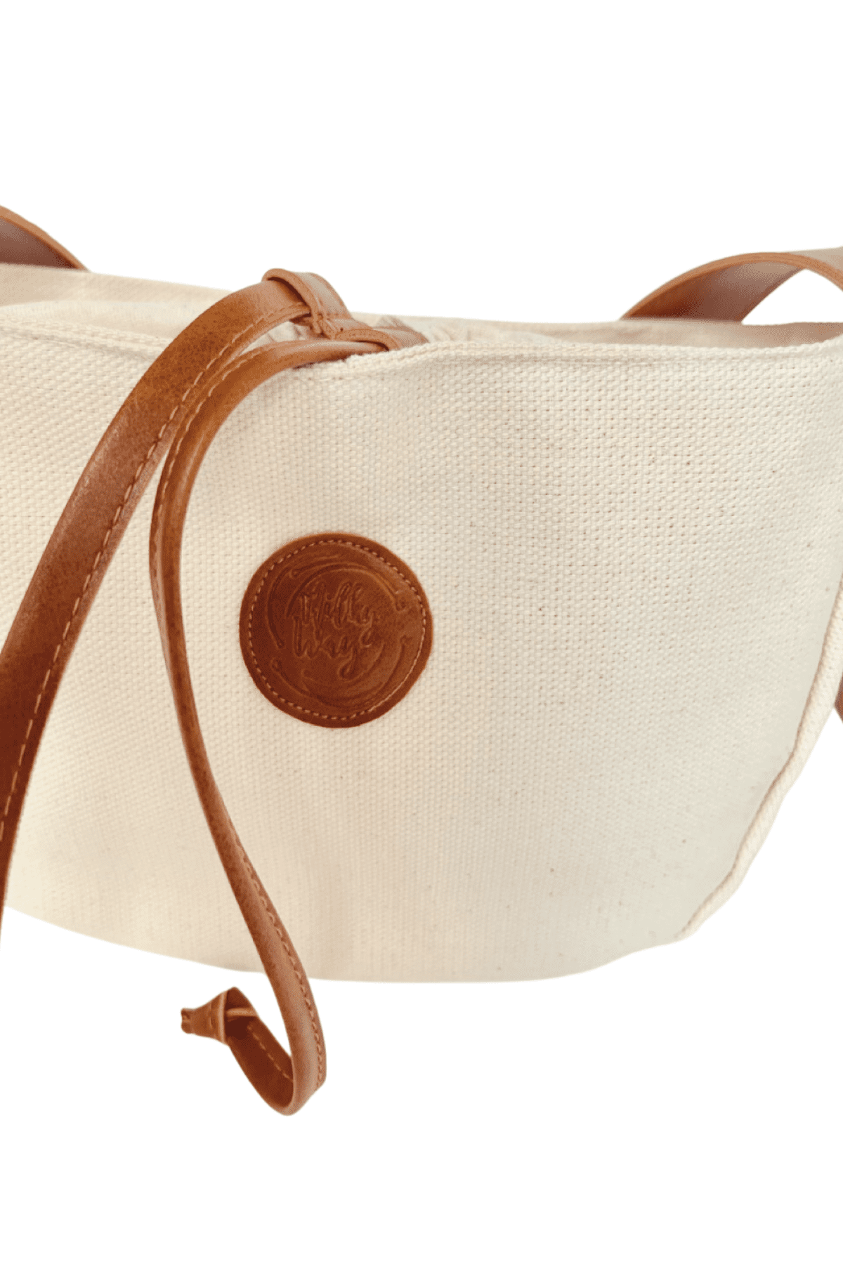 Deri Detaylı Kanvas Omuz Çantası