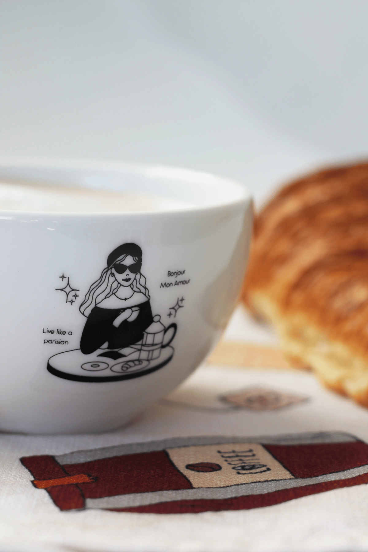 Coffee & Croissant Porselen Kupa - 420 cc