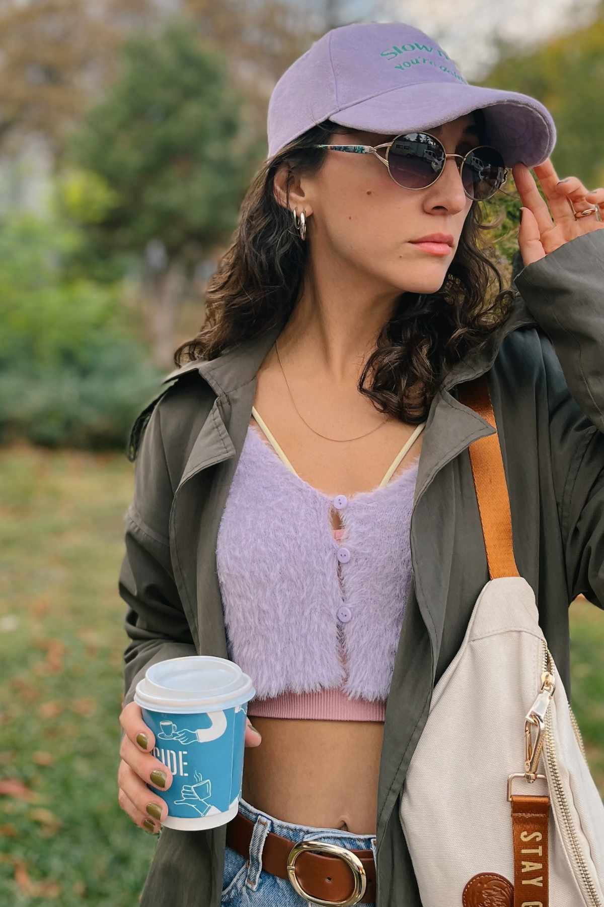 Slow Down Süet Nakışlı Beyzbol Şapka - Lila