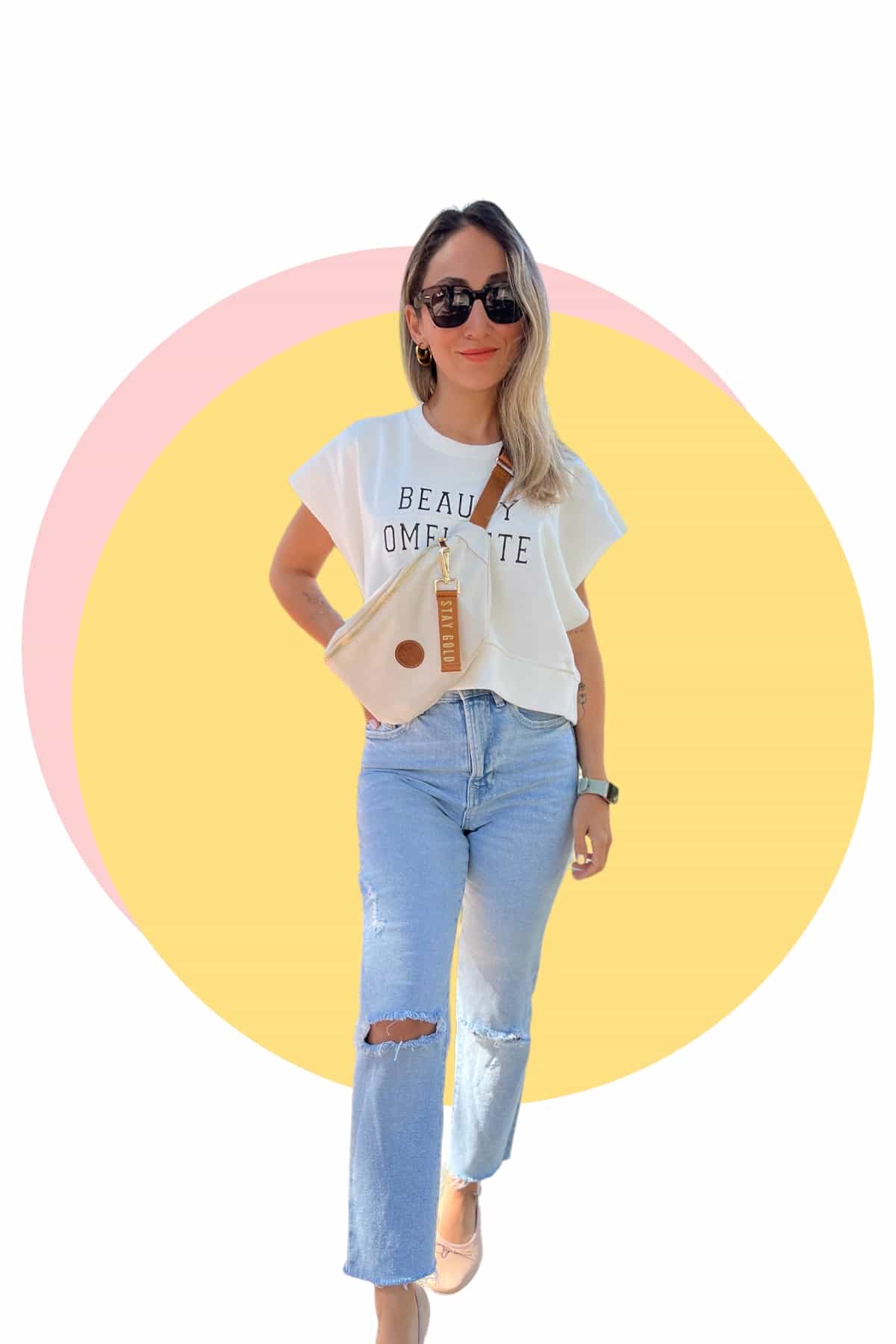 Stay Gold Kanvas Bel Çantası - Bej